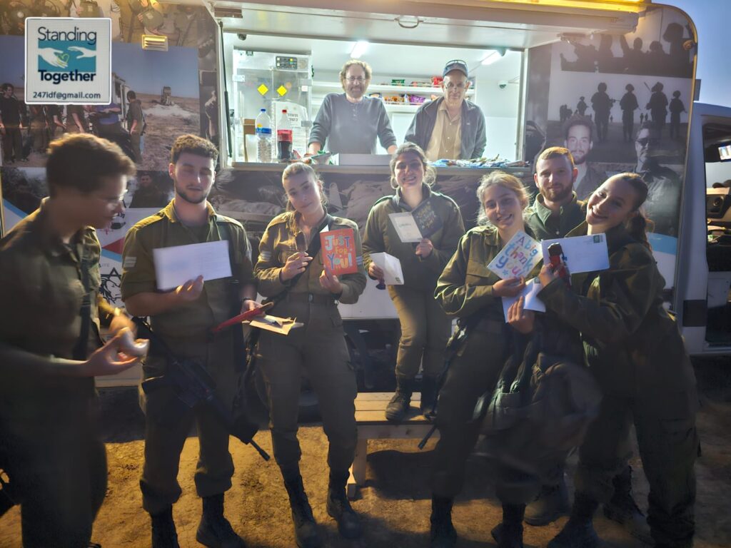letters and snacks for IDF soldiers with volunteers